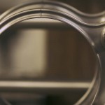 A close up of the handle on a metal object.